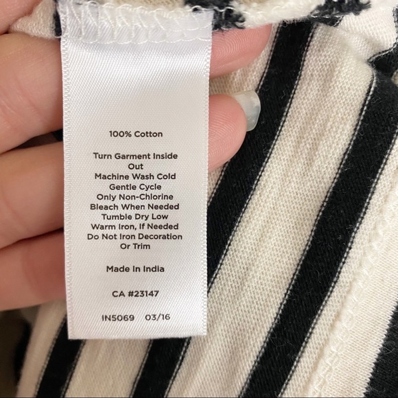 TALBOTS Cotton Knit Sheath Dress Black White Bias Stripe Pockets Sleeveless - Picture 10 of 12